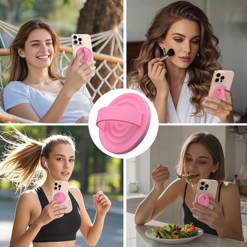 COFFKER Magnetic Phone Grip Ring Holder, Liquid Silicone Magnet Cell Phone Grip Finger Loop, Compatible with Magsafe, Back of Phone for iPhone 17/16/15/14/13/12 Series, Tender Pink - Image 2